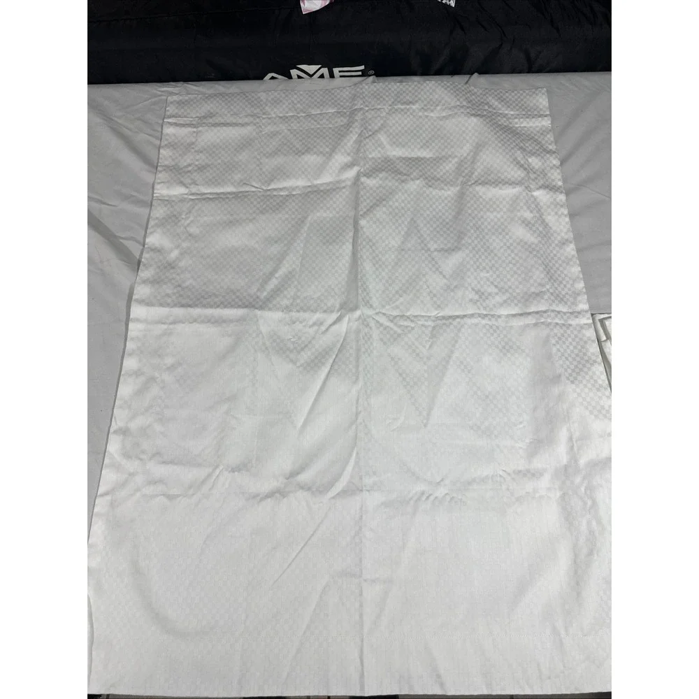 NWT $115 H by Frette [ 2 Standard Shams‎ ] Checkered Sateen in White #U1360